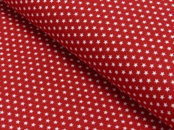 Baumwoll Druck Sterne Rot/ Weiß 2,5 mm